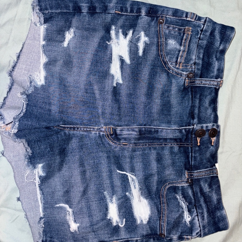 American Eagle Curvy High Waisted Jean Distressed Shorts